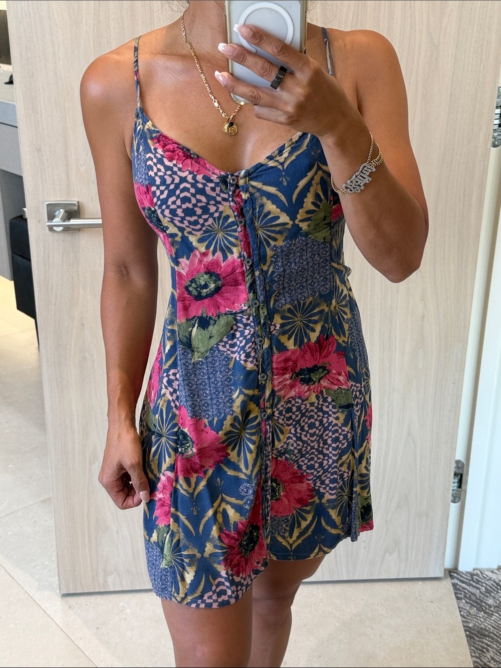 💕Abercrombie & Fitch Navy Floral Button-Front Mini Dress💕